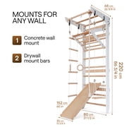 WEDANTA Wooden Swedish Ladder Wall Set – Kids Stall Bars for Exercise – Kids Swedish Gymnastic Wall Gym – Wood Stall Bar Gymnastics Playground – Best Gym for All Family