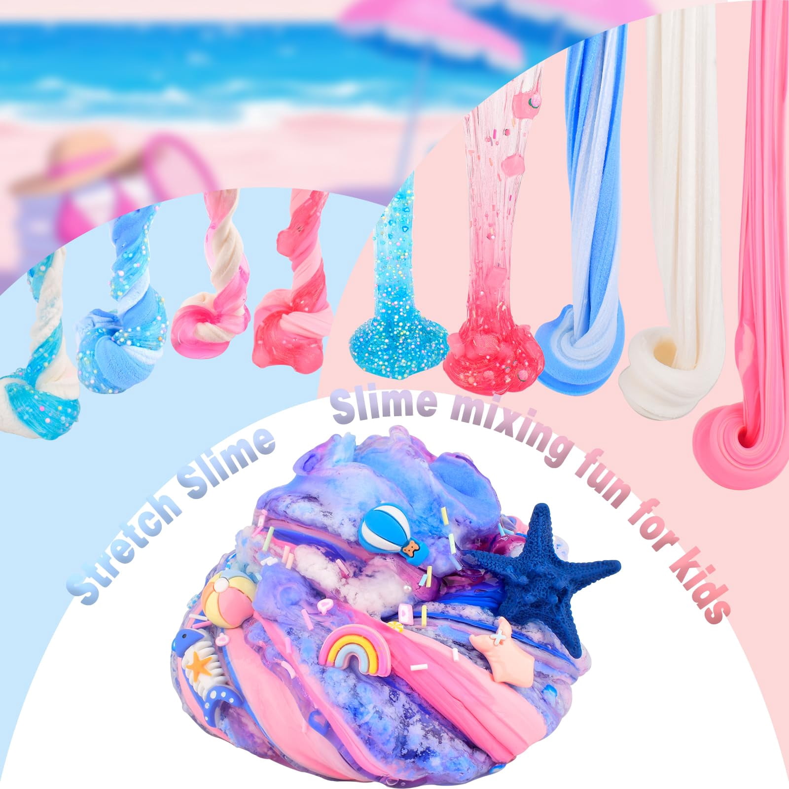 6 Pack Slimes Kit, Pink Slime, Cloud Butter & Clear Slime, Party Favors,Goodie Bag Stuffers,Birthday Gift Ideas Cute Stuff