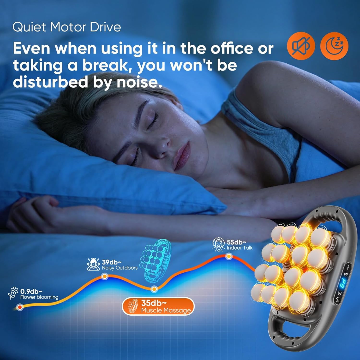 16 Head Massage Gun Deep Tissue, Quiet Back Massager for Pain Relief with 9 Modes and 9 Intensities