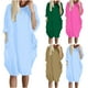 thumbnail image 5 of Qucoqpe - Vestidos de talla grande para mujer, informales, holgados, con bolsillos, manga 1/2, elásticos, tallas grandes, maxivestido largo, tallas S-5XL en liquidación, 5 of 5