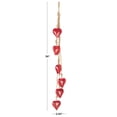 thumbnail image 3 of DecMode Tibetan Inspired Cascading Red Metal Heart Decorative Cow Bells with 5 Bells on Jute Hanging Rope, 3 of 14