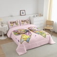 thumbnail image 3 of Erosebridal Ensembles de Literie Nœud Rose Double avec Couette, Insert de Couette à Carreaux, Décor de Princesse de Rêve, Réversible, Super Douillet, 3 Pcs, 3 of 7