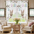 thumbnail image 5 of Spring Easter Swag Valance Curtains Bunny Cute Rabbit Colorful Eggs Flower Rod Pocket Swag Curtains Small Window Treatments for Kitchen Bathroom Bedroom 36" W x 45" L, 2 Panels, 5 of 9