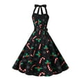 thumbnail image 4 of IWRICH Christmas Dresses for Women Elegant Sleeveless Halter Neck Dress Bowknot Cute Graphic Xmas Party Outfit Black5 S, 4 of 7