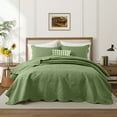 thumbnail image 2 of Ameha 2 Piece Quilt Set Lightweight Embossed Floral Bedspread Soft Microfiber Coverlet Twin Olive Green, 2 of 11