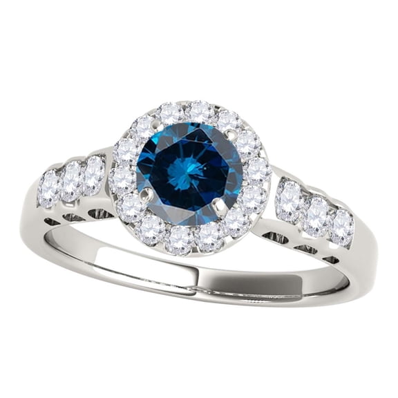 Aonejewelry 1.50 Ct. Halo Blue Diamond Engagement Ring In 14k Solid White Gold