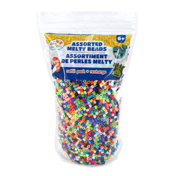 TINY HANDS Assorted Melty Beads Refill Pack, 10,000 Beads Craft Refill for Kids Ages 6+, DIY Fuse Beads for Pegboards and Bead Art Projects