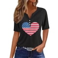 thumbnail image 1 of Mujeres Manga Corta de Verano Tops Día de la Independencia Impreso Cuello en V Casual Top, Imitación de Algodón Camisa Marco para las Mujeres, Lavado de Manos Primavera Y Verano, 1 of 8