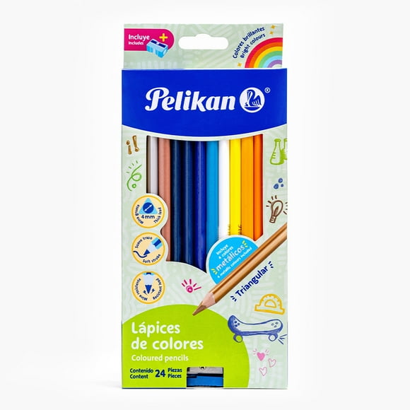 Lápices de Colores PELIKAN Triangulares 24 Piezas