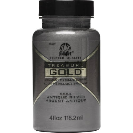 UPC: 0028995055546 | Folkart Treasure Gold Paint 4oz-Antique Silver