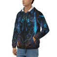 thumbnail image 3 of Goofa Cool Blue Light Wolf Pattern Mens Full-zip Hoodie, Zip-up Pullover Hooded Sweatshirt, Kangaroo Pocket Hoodie Ideal for Daily Wear, Travel, and Home-Large, 3 of 5