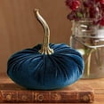 thumbnail image 2 of Elegant Velvet Pumpkin Decoration Plush Green Fabric with Realistic Stem for Fall and Halloween Decor, 2 of 6