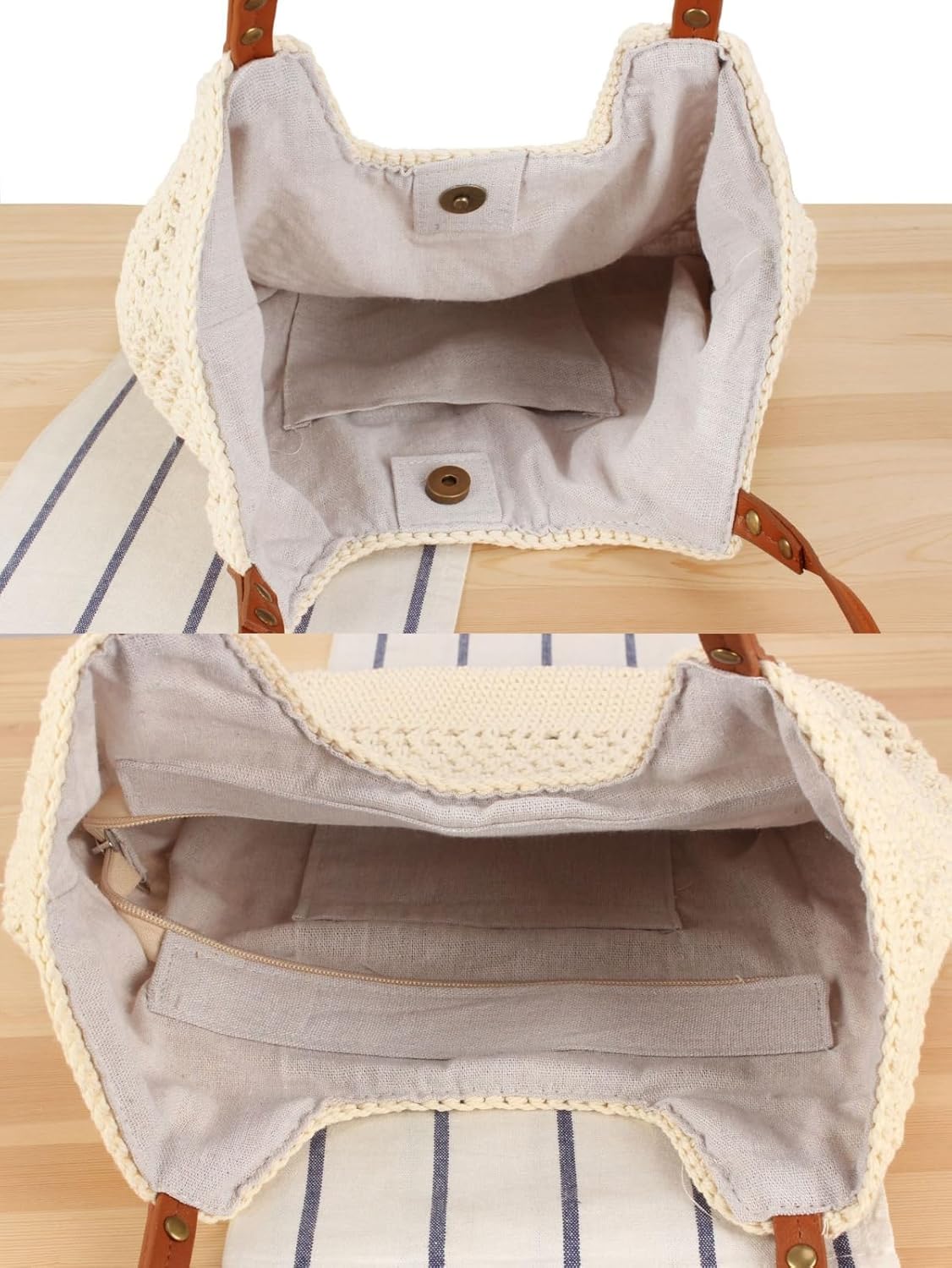 Zhengup Beach Tote Bag Women Summer Purse Crochet Handbag Cotton Knit Woven Shoulder Bag Soft Handmade Mesh Boho Travel Vacation
