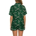 thumbnail image 3 of Women’s Short Sleeve Pajama Set with Cute Black Cat Print, Button Down Top and Shorts, Soft Lightweight Sleepwear for Summer, 3 of 4