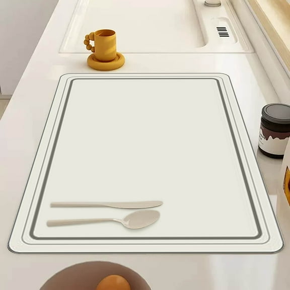 Kitchen Counter Dish Drying Mat - Extra Absorbent Coffee Bar Mat with Non- Backing - Heat Resistant Placemat for Coffee Makers, Espresso Machines - Easy Clean Decorative Mat