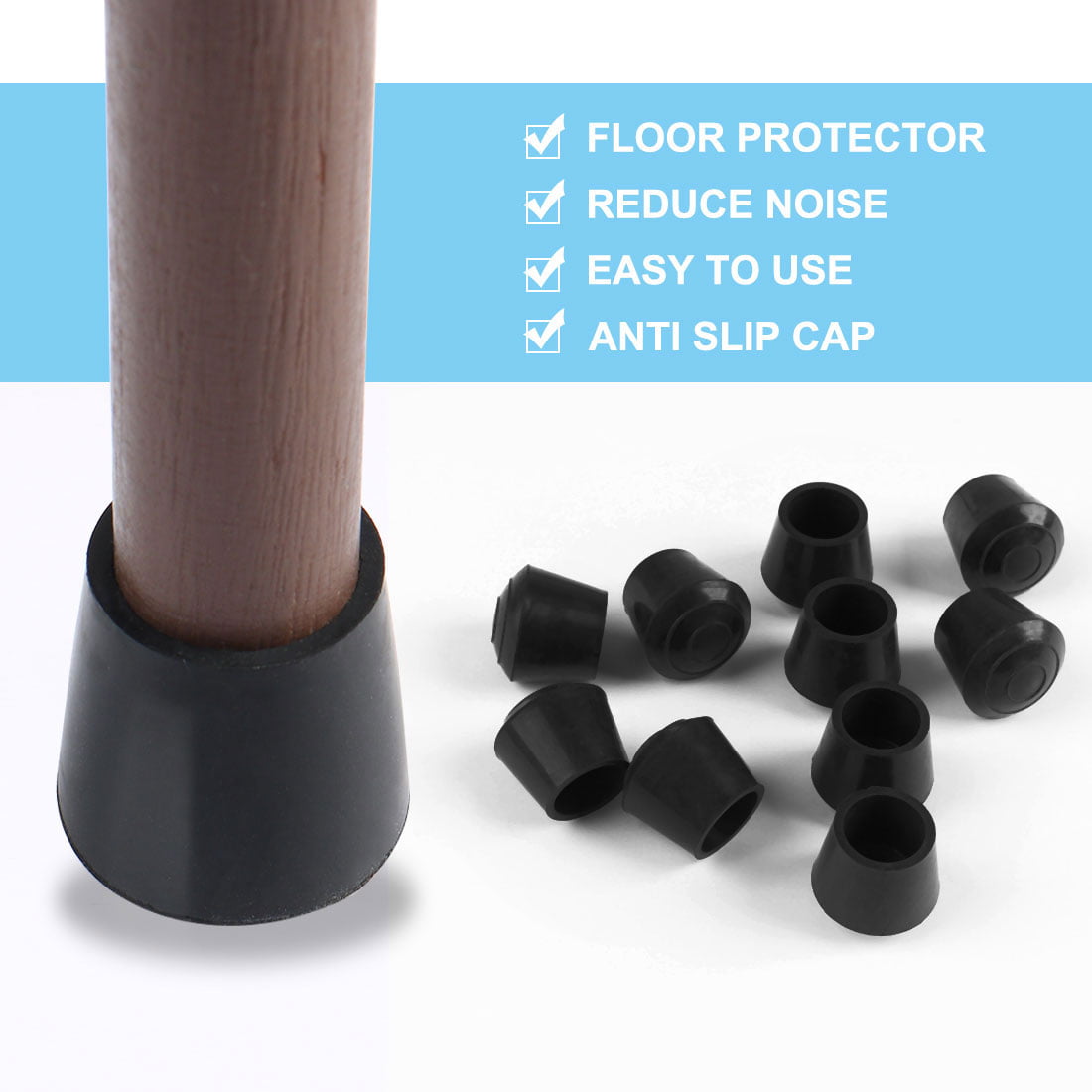 Details about   20 Pieces 10mm Synthetic Rubber Table Chair Leg Tips Caps Arc Bottom Shape 