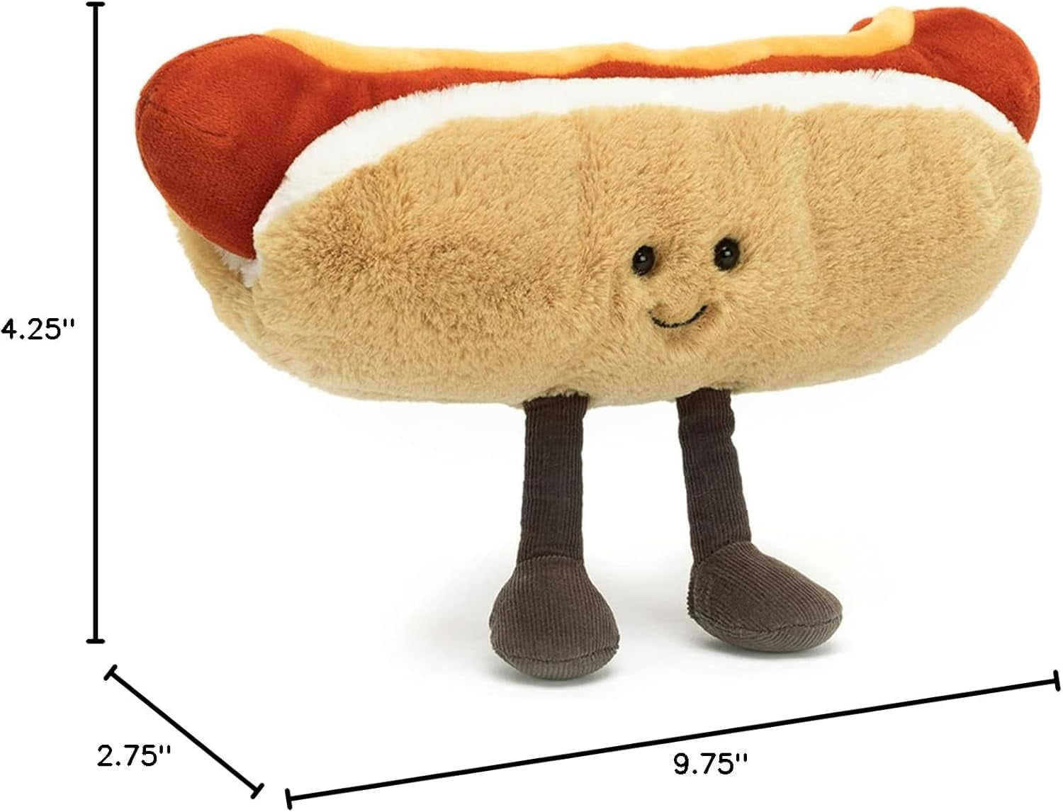 Jellycat Amuseables Hot Dog Stuffed Toy, 10 inches - Food Plush - Fun Gift Idea