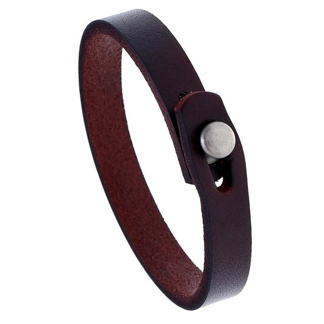 Xiao Hua Pulsera de hombre - Brazalete de cuero ajustable hecho a mano, estilo punk, marrón, 1 pieza