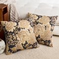thumbnail image 5 of Floral Black Vintage Pillow Covers 18x18 Inch Set of 2 Farmhouse Block Print Pillow Covers Decorative Throw Pillow Covers Neutral Accent Couch Pillows for Living Room Sofa Bed Home Decor, 5 of 6
