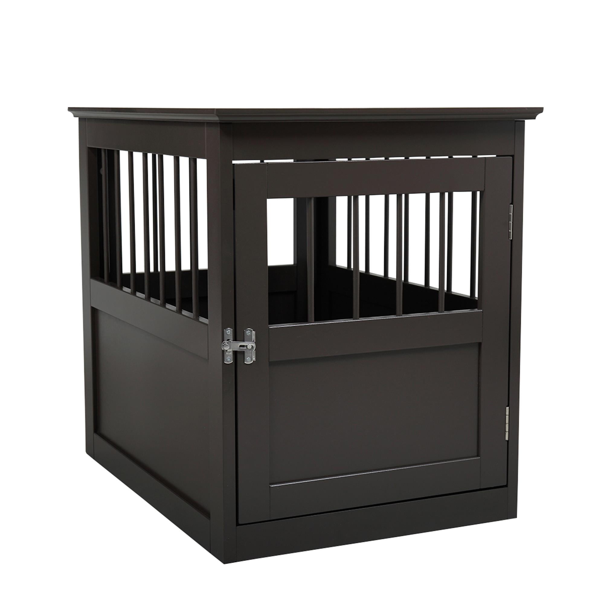Pefilos 27" Dog Crate for Small Dogs with Side Slats, Wood Pet Kennels, Decorative Indoor Dog Cage Furniture, Brown Pefilos 27" Dog Crate for Small Dogs with Side Slats, Wood Pet Kennels, Decorative Indoor Dog Cage Furniture, Brown