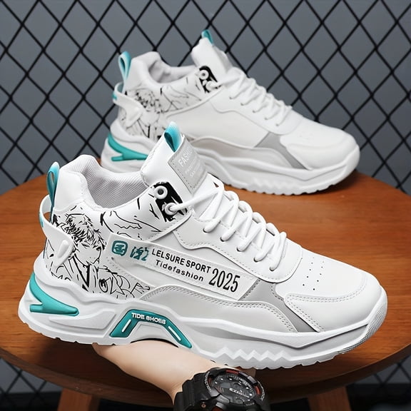 [Non-Slip Comfortable Casual Sneakers] Men'S Chic Street Style Color Block Thick Sole Skate Shoes, Comfortable Non-Slip Casual Sneakers for Men'S Outdoor Activities, Men'S Footwear