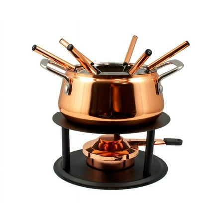 Swissmar Peak 10 Piece Fondue Set, Copper For Meat, Cheese and Chocolate