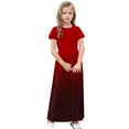 thumbnail image 5 of Short Sleeve Dresses for Girls with Pockets 4-14Y Teens Kids Trendy Crew Neck High Waisted Gradient Printed Beach A-Line Maxi Dress, 5 of 8
