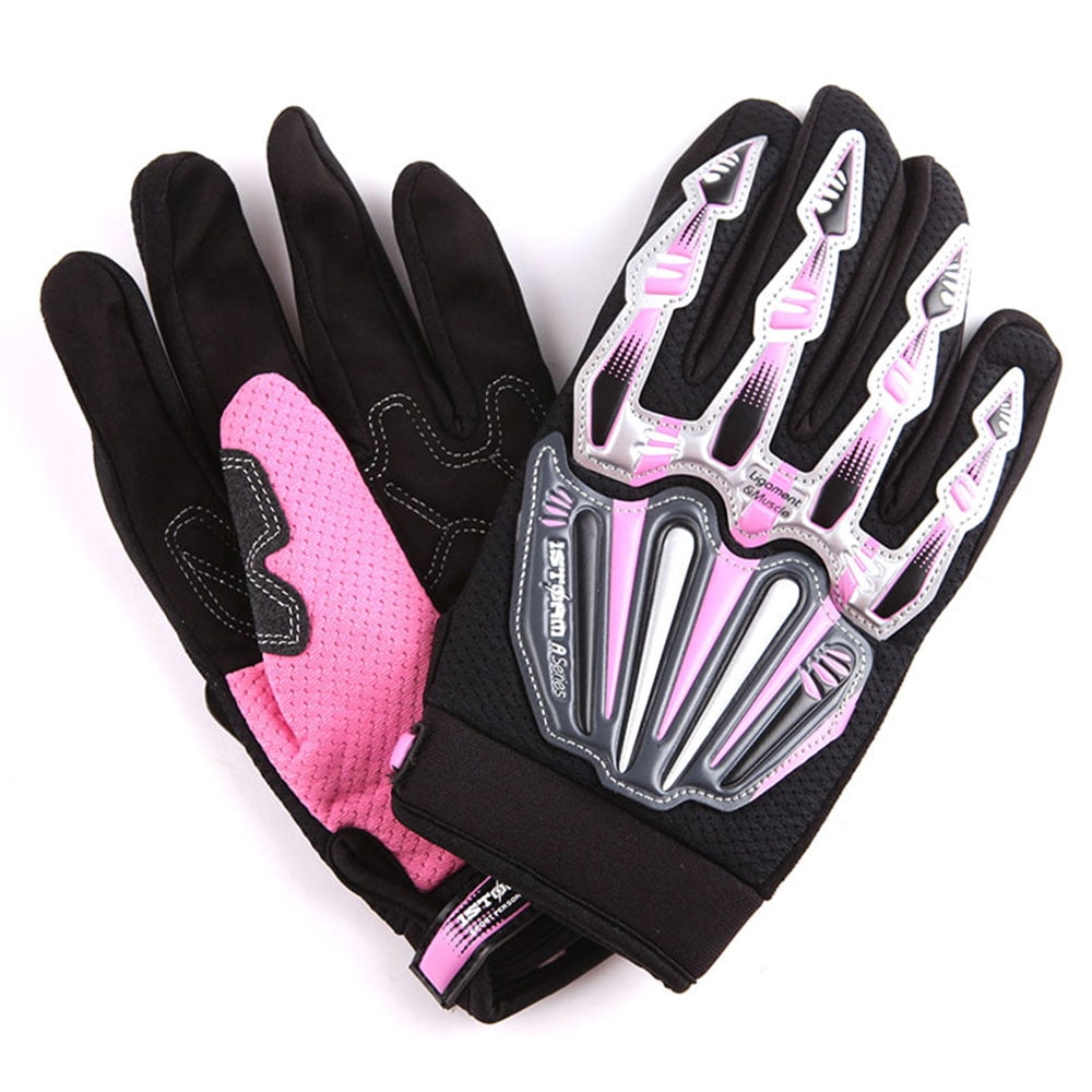 1Storm Adult Motocross Helmet BMX MX ATV Dirt Bike Helmet Racing Style HF801 + Goggle + Gloves Bundle; Sonic Pink