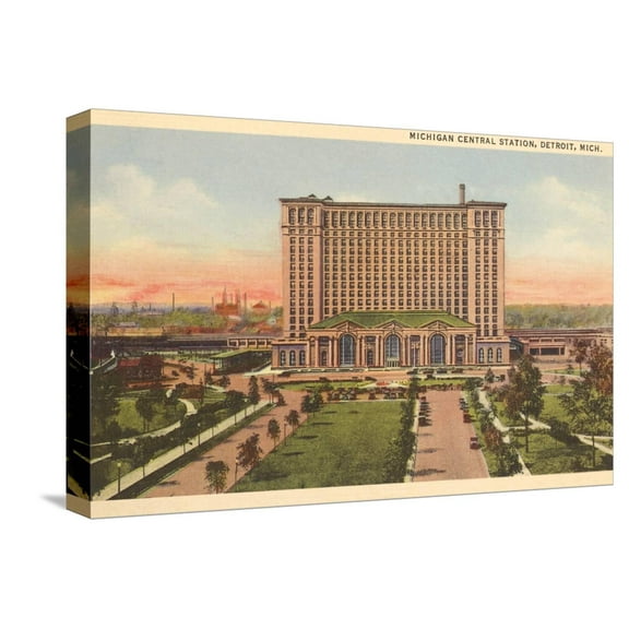 Art.com Michigan Central Station, Detroit, Michigan Stretched Canvas Print Wall Art, 18" x 12"