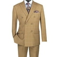 thumbnail image 2 of Men's 2-Piece Men's Windowpane Double Breasted Suit w/1 Pair of Socks - Camel 46L, 2 of 3