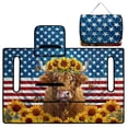 thumbnail image 4 of COEQINE Golf Cart Seat Cover with Carry Handle for Storage, Fits for EZGO Yamaha Club Car (51.2x30.3 Inches), with Quilted Padding & 4 Storage Pockets, Easy Wash, Highland Cow Sunflower US Flag, 4 of 8