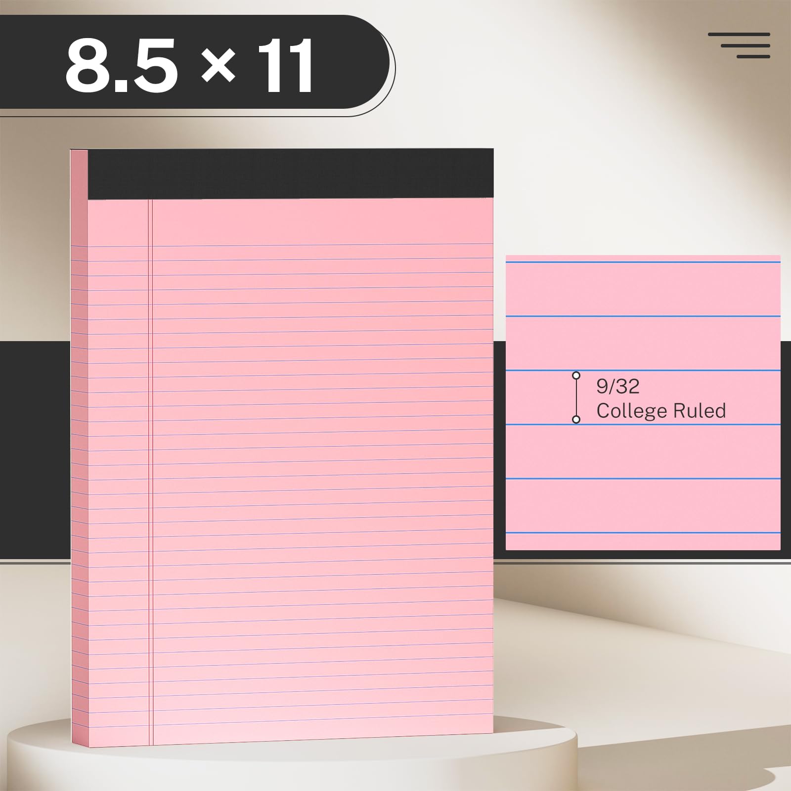 12 Pack Color Legal Pads 8.5 X 11 College Ruled Paper Note Narrow 50 Sheets Per Notepad Perforated Writing Pad Durable Sturdy 8x11 Of Pink Purple Blue Green White Yellow