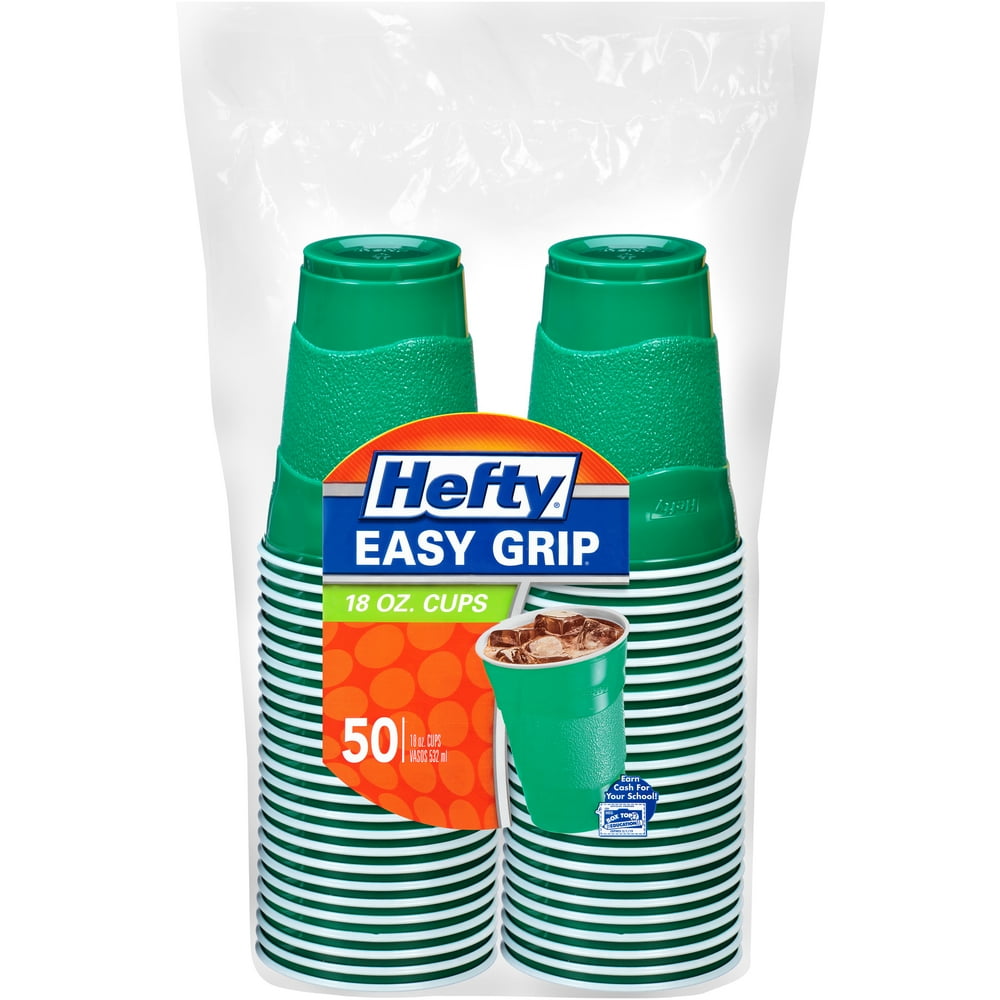 Hefty Green Plastic Cups, 18 Ounces, 50 Count