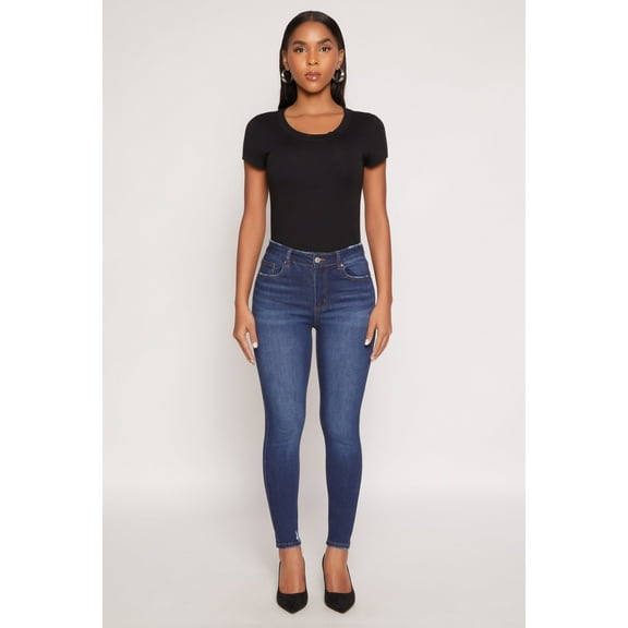 Womens WAX Frayed Detail Skinny Jeans