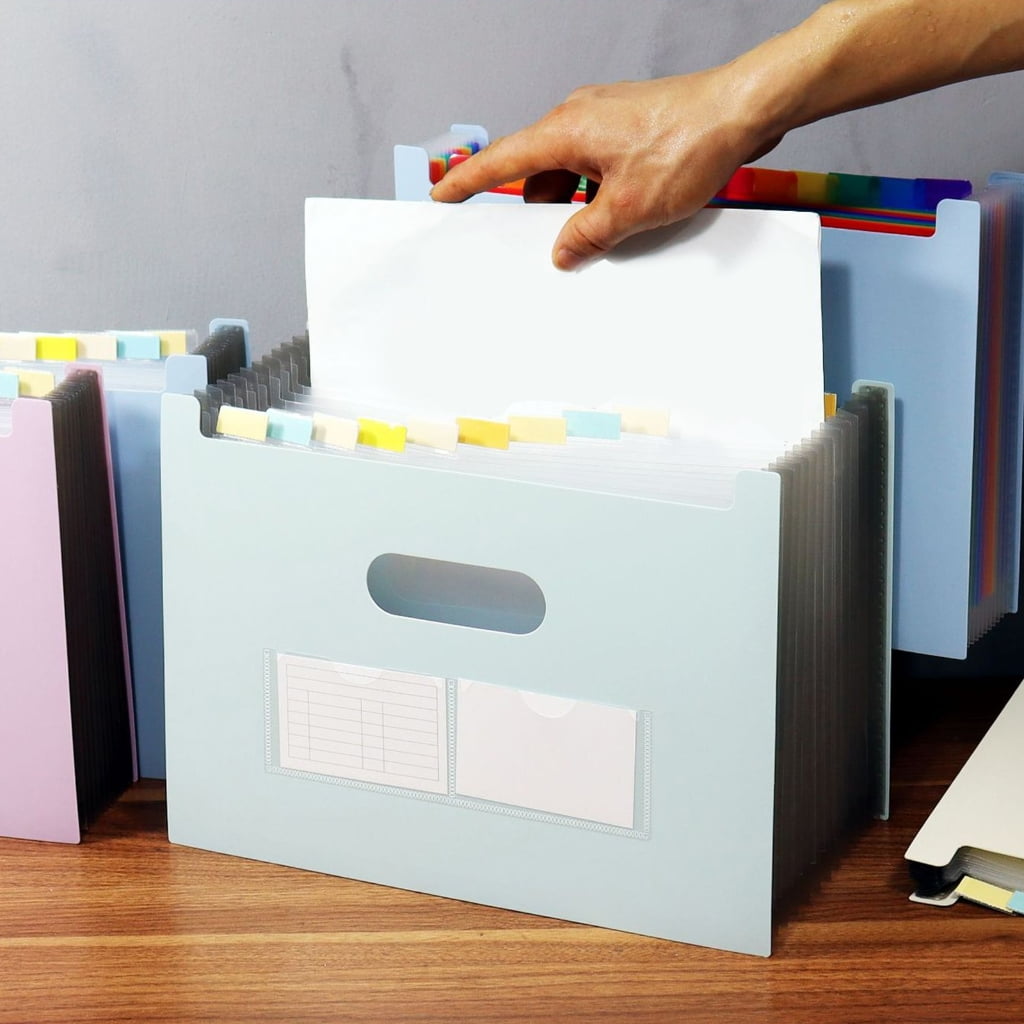 A 4 Accordions File Storage Box Multi-Layer Document Folder Expanding File Folder for Sorting Documents and Papers