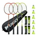 thumbnail image 2 of Badminton Racket Set of 4, Professional Carbon Fiber Badminton Rackets Badminton Racquet for Backyards Gym with 6 Shuttlecocks 4 Grip Tape and 1 Badminton Bag, Yellow Orange, 2 of 15