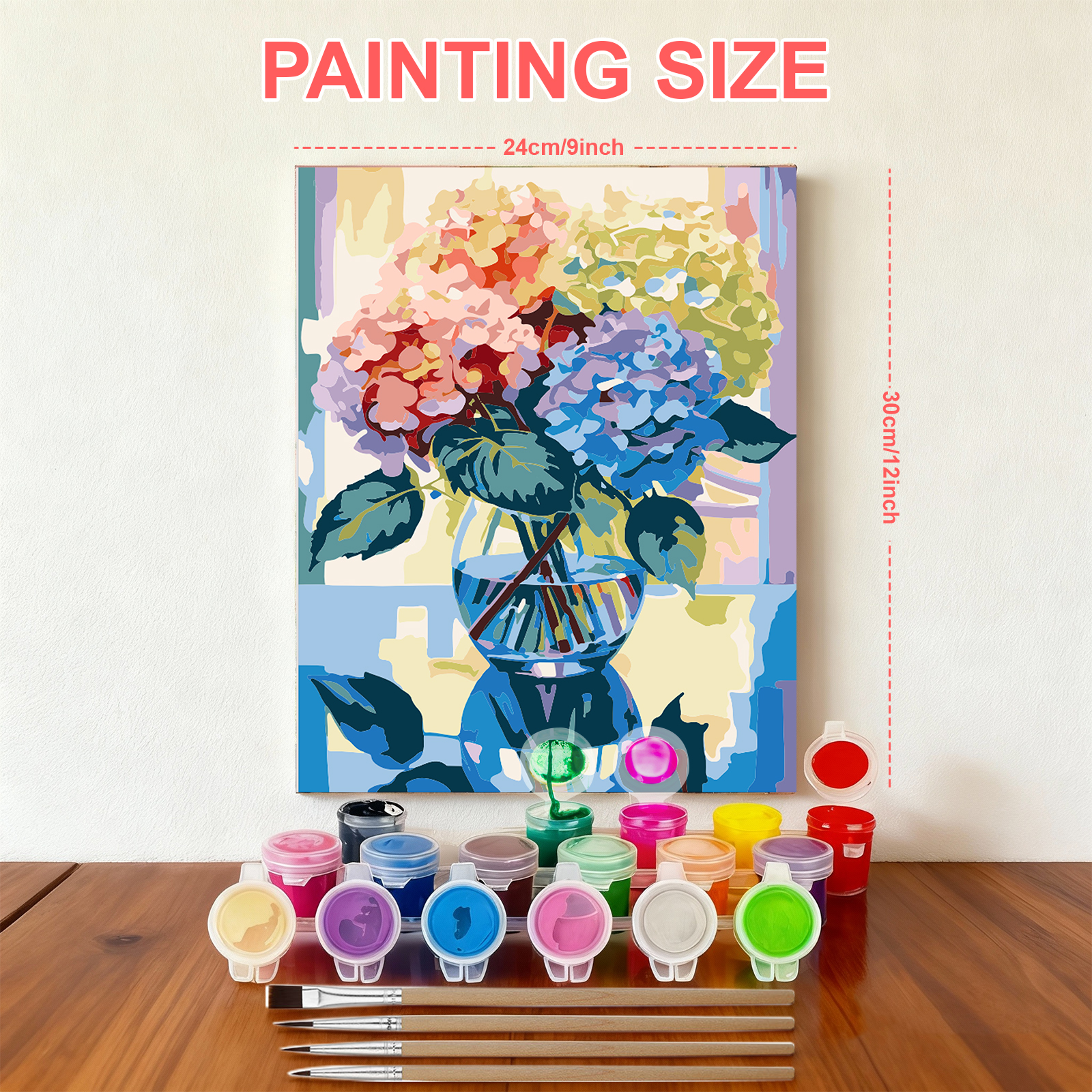 Qoosea Paint by Numbers Kit, Hydrangea Flower, 16x20 photo 4