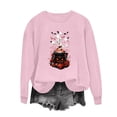 thumbnail image 4 of Inverlee Women's Cauldron Pumpkin Ghost And Bat Graphic Crewneck Sweatshirt Spooky Season Womens Everyday Halloween Themed Sweatshirt Pink S-XXL, 4 of 5