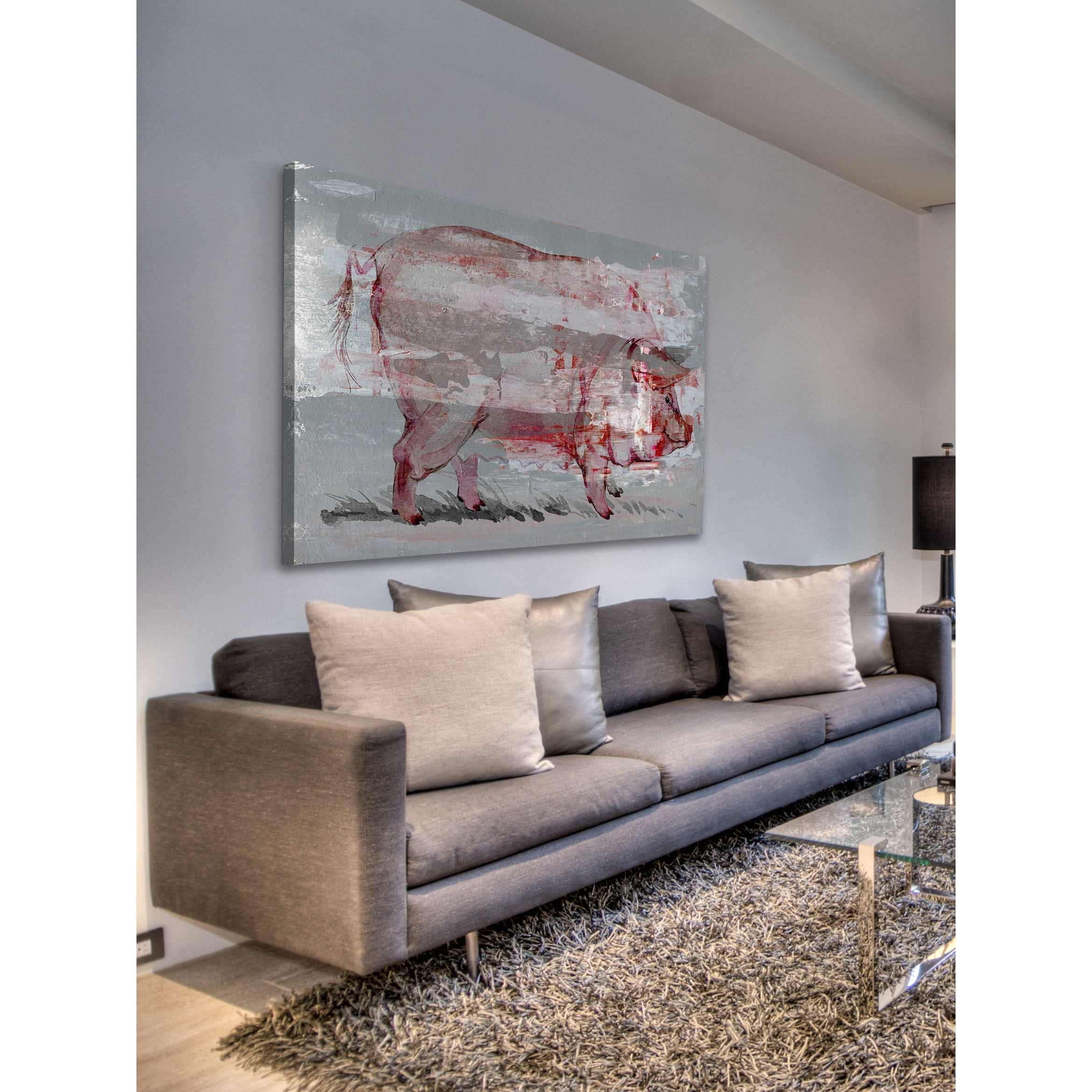 Parvez Taj Red Pig' Painting Print on Wrapped Canvas 45 x 30