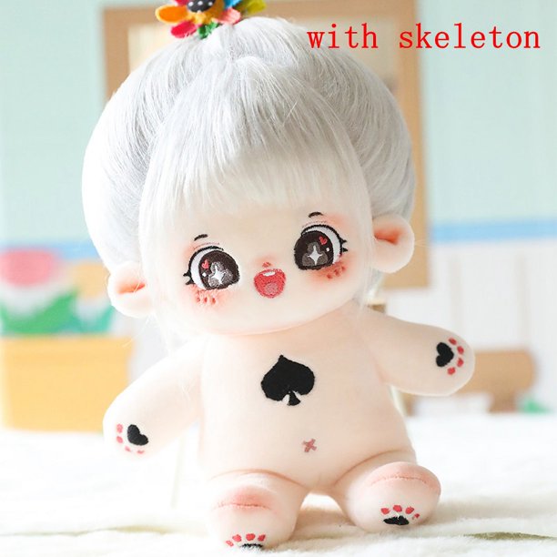 Muñeca de peluche de algodón Kawaii de 20 cm, figura de estrella de peluche, linda muñeca de estrella de pelo largo de Anime, puede cambiar de ropa, regalo