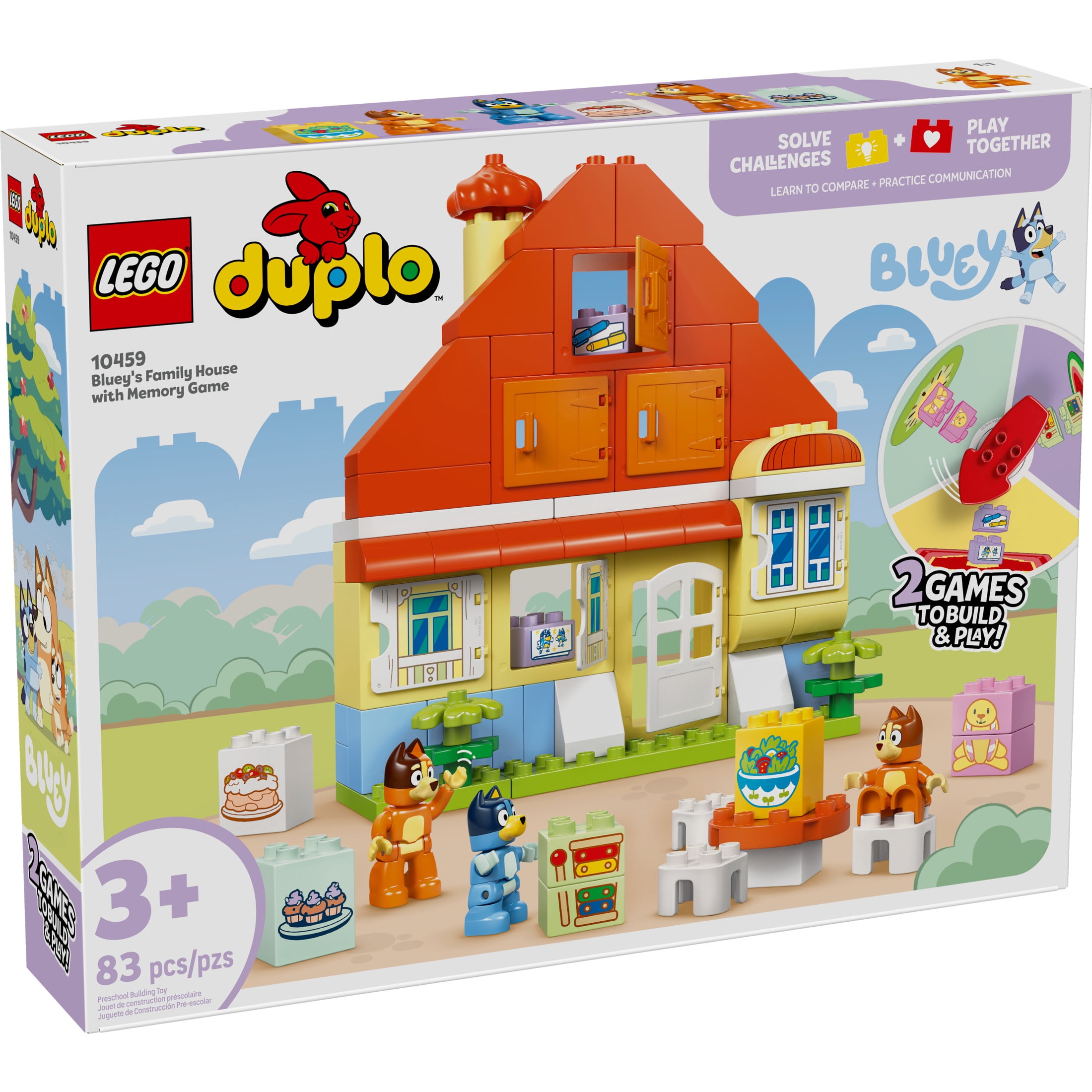 LEGO DUPLO Bluey: Bluey’s Family House with Memory Game - Toddler Toy For Kids Ages 3+ - Memory Game Playset Includes Bluey Figure - Preschool Toy Gift Idea  for 3 Year Old Girls and Boys - 10459