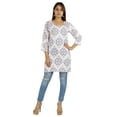 thumbnail image 5 of Moomaya Womens Tops Rayon Block Print Tunic 3/4th Sleeve Tunic Summer Blouse, 5 of 8