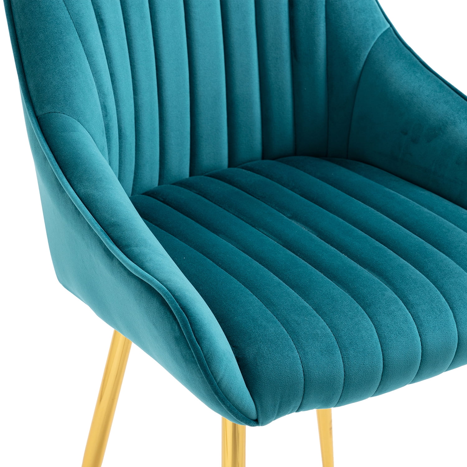 Kepooman Modern Mid-Century Side Chair with Natural Metal Legs for Kitchen, Living Dining Room, Set of 1, Blue - Green Kepooman Modern Mid-Century Side Chair with Natural Metal Legs for Kitchen, Living Dining Room, Set of 1, Blue - Green