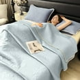 thumbnail image 6 of Qocolhg Knitted Summer Cooler Quilt Twin Size - Cooling Blankets for Hot Sleepers, Skin-friendly Plain Printed Washed Cotton Summer Quilt, Bedding Soft Coverlet Quilts for Kids, 59x79 inch,Light Blue, 6 of 6