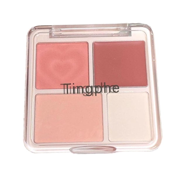 4 In 1 4 Colors Blush Highlight Palette Cute Pink High Rouge Expanding Cheek Plate Makeup