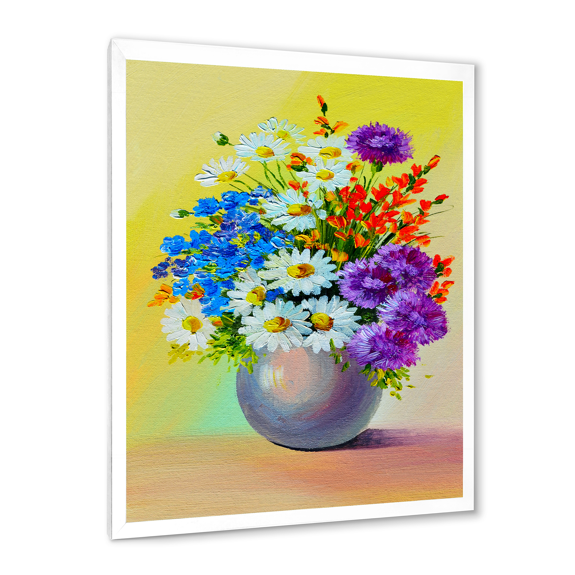 Designart 'Still Life A Bouquet Of Red Blue & White Flowers' Traditional Framed Art Print
