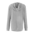 thumbnail image 7 of Summer Clear Women's Clothing Plus Size Solid Color Stripe Brushed Drawstring Long Sleeved Hooded Top Classic-Fit Long-Sleeve T-Shirt (Available in Plus Size), 7 of 7