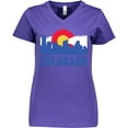 thumbnail image 3 of Inktastic Colorado Flag and Skyline Women's V-Neck T-Shirt, 3 of 5