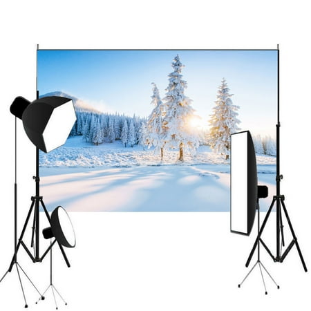 7x5ft Winter Scene Backdrop Wonderland Snowflake Photography Background Bokeh Glitter White Snow Forest Christmas Party Decoration Tree Landscape Kids Portrait Photo Studio Props