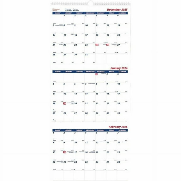 Rediform 3-Month Quick View Wall Calendar (c171128)